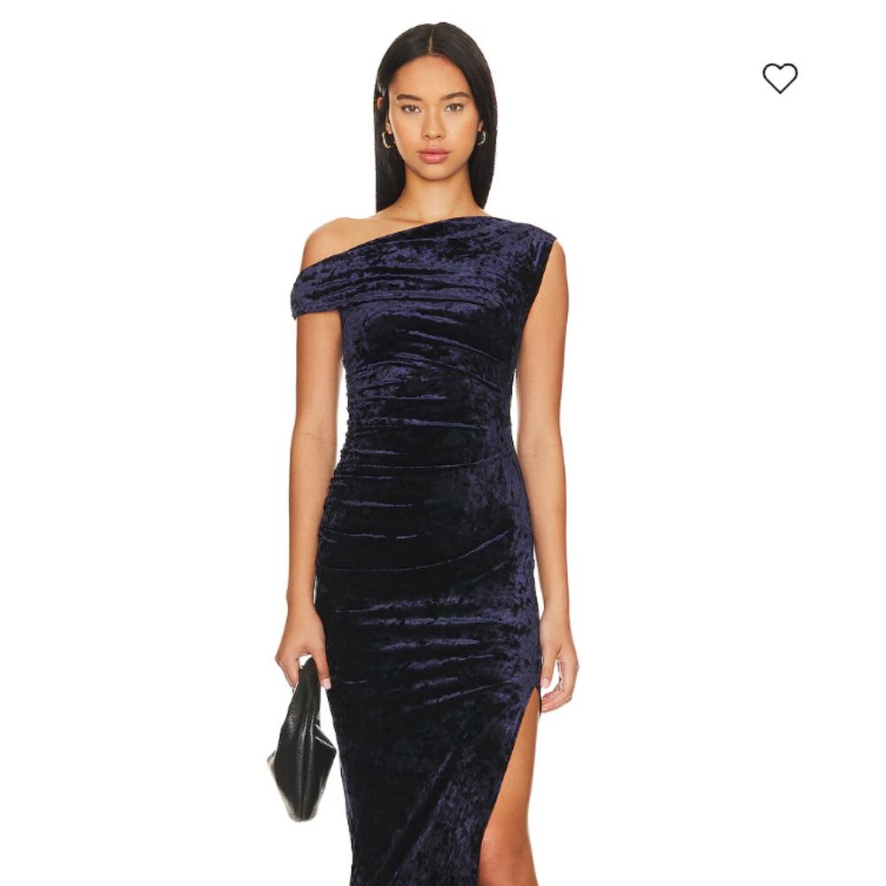 HEARTLOOM Tuscany Dress Revolve Midi Velvet Navy Blue Size XS